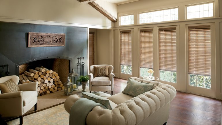 Clearwater living room with blinds